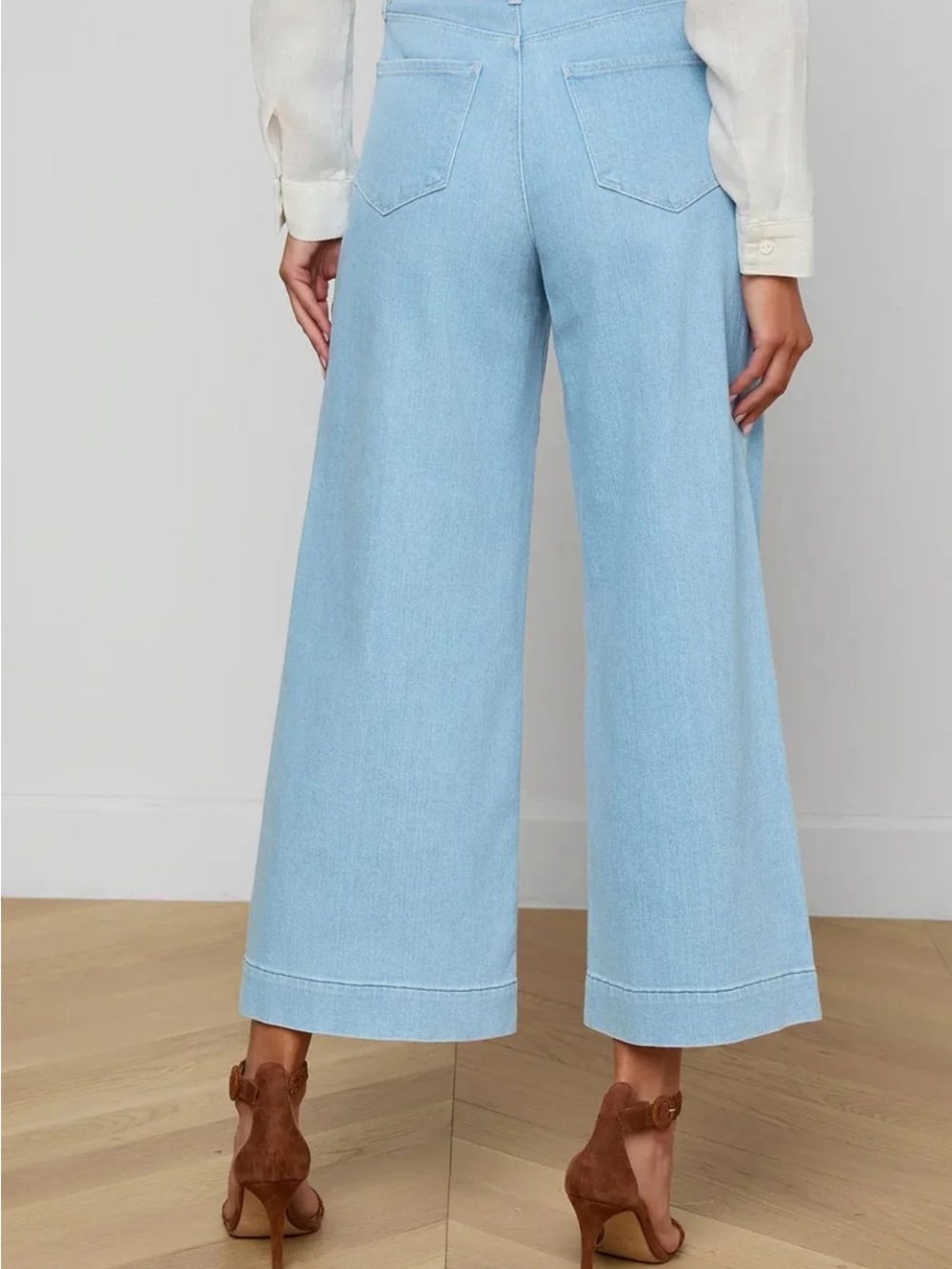 L'AGENCE Light Blue Cropped Wide-Leg Jeans